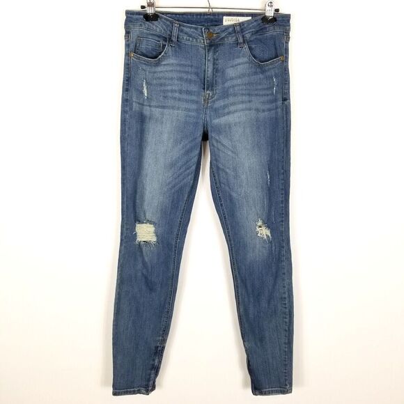 Pistola Women's size 32 Skinny Stretch Blue Jeans Ankle Zippers Distressed - Picture 1 of 7